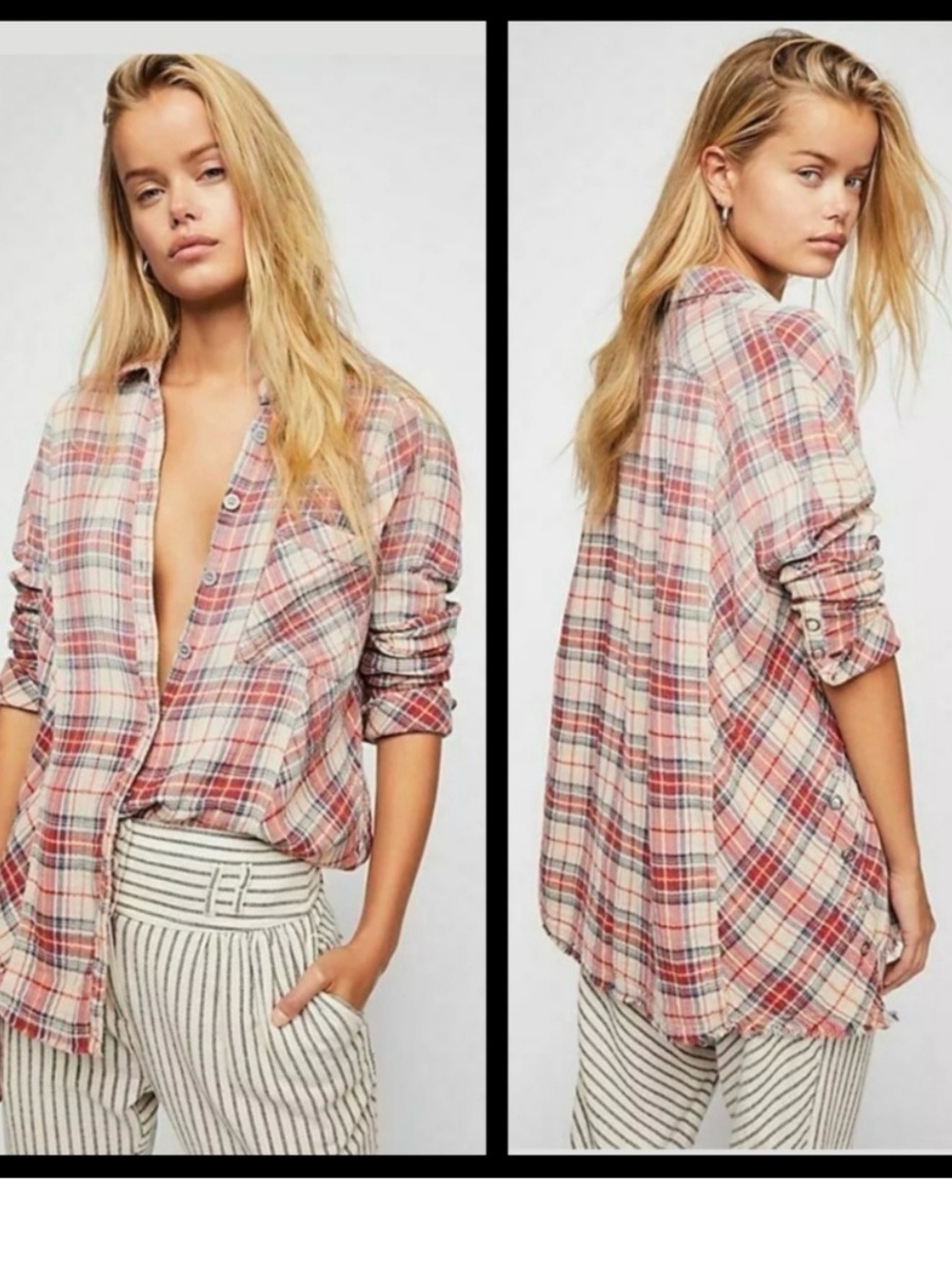 Free People Juniper Ridge Plaid
Herringbone Shirt Boho Relaxed Fit Classic